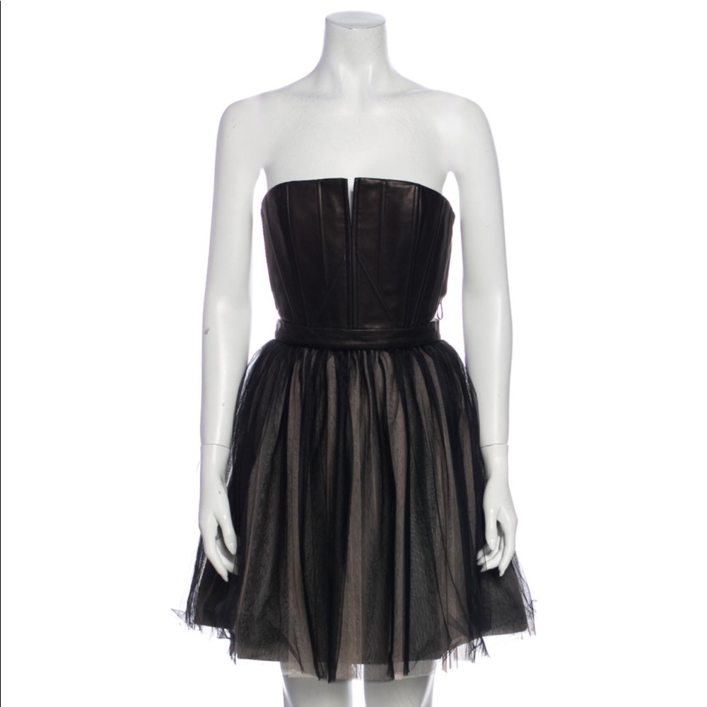 Alice + Olivia Lamb Leather A-Line Dress